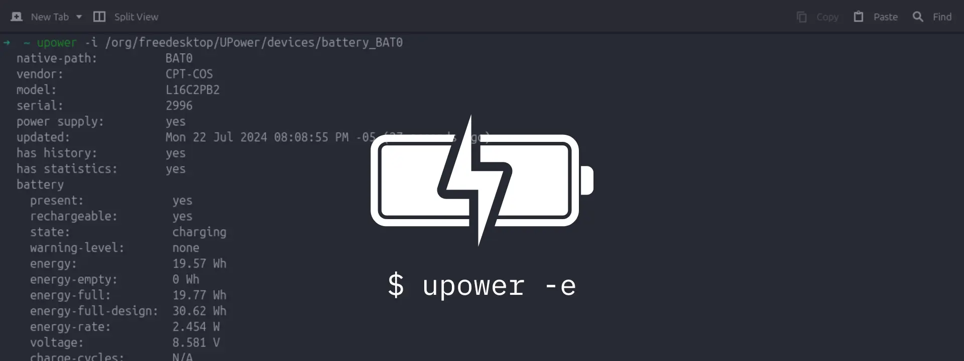 Revisar la batería del portátil desde la terminal en Linux